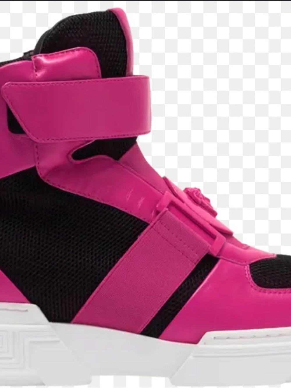 Versace Pink and Black High-Top Strap Sneakers